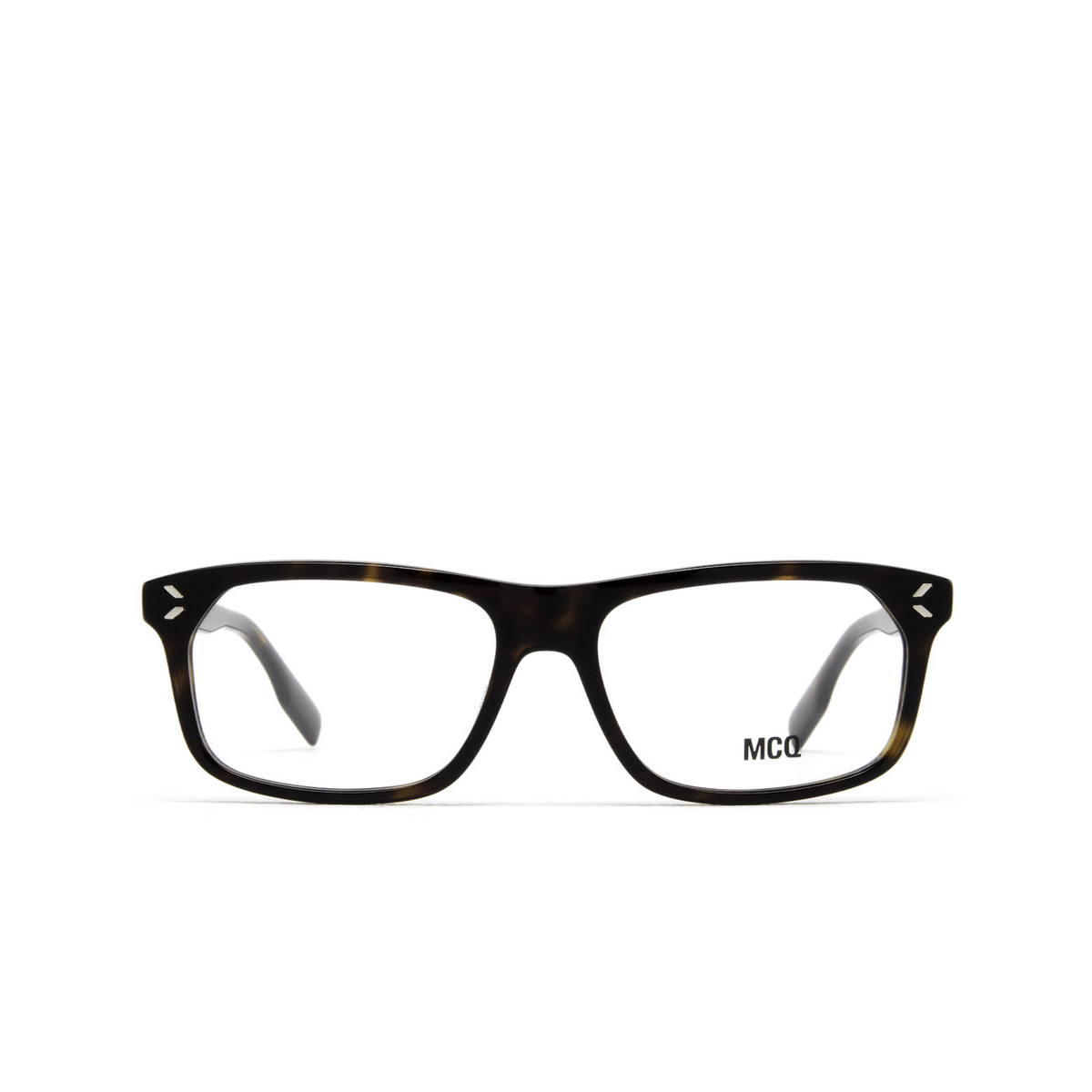 Alexander McQueen® Rectangle Eyeglasses: MQ0349O color 002 Dark Havana - front view