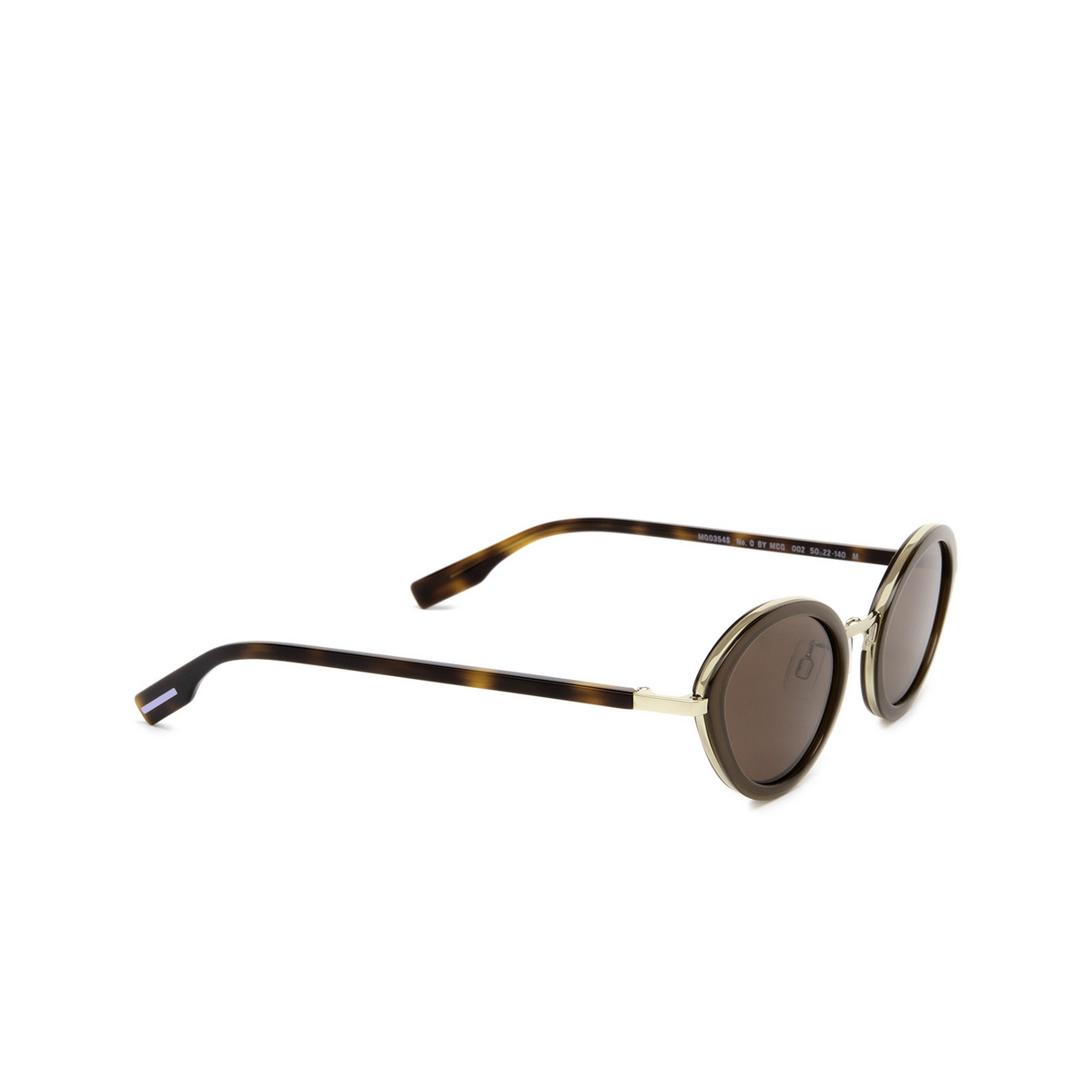 Alexander McQueen MQ0354S Sunglasses 002 Brown - three-quarters view