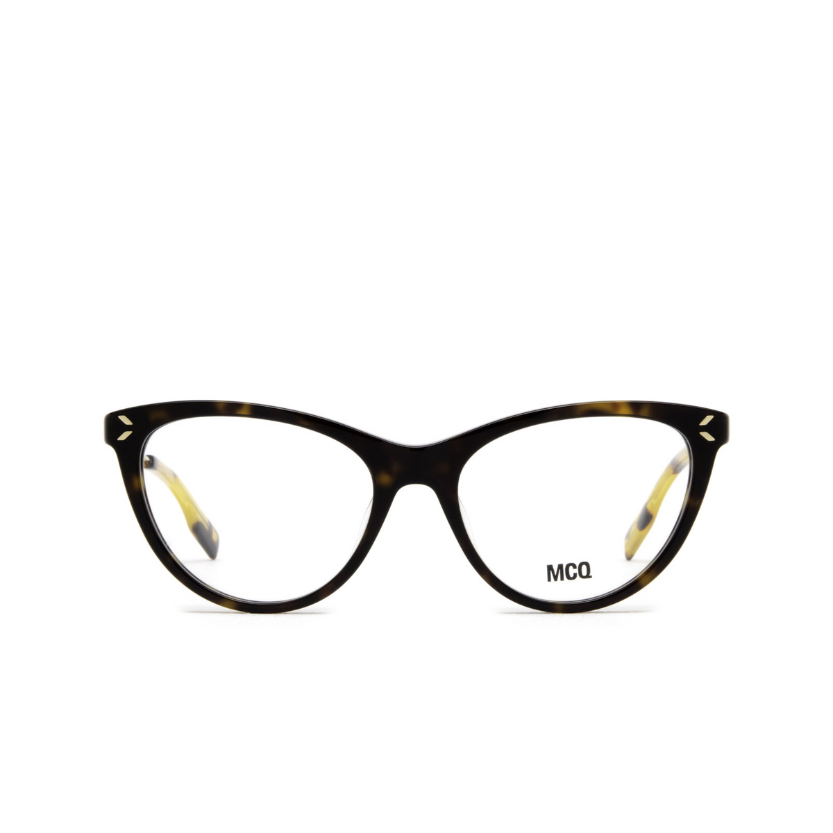 Alexander McQueen MQ0356O Eyeglasses 002 Dark Havana - front view