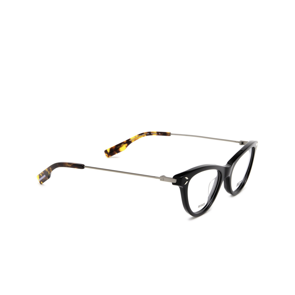 Alexander McQueen® Cat-eye Eyeglasses: MQ0356O color 005 Black - three-quarters view