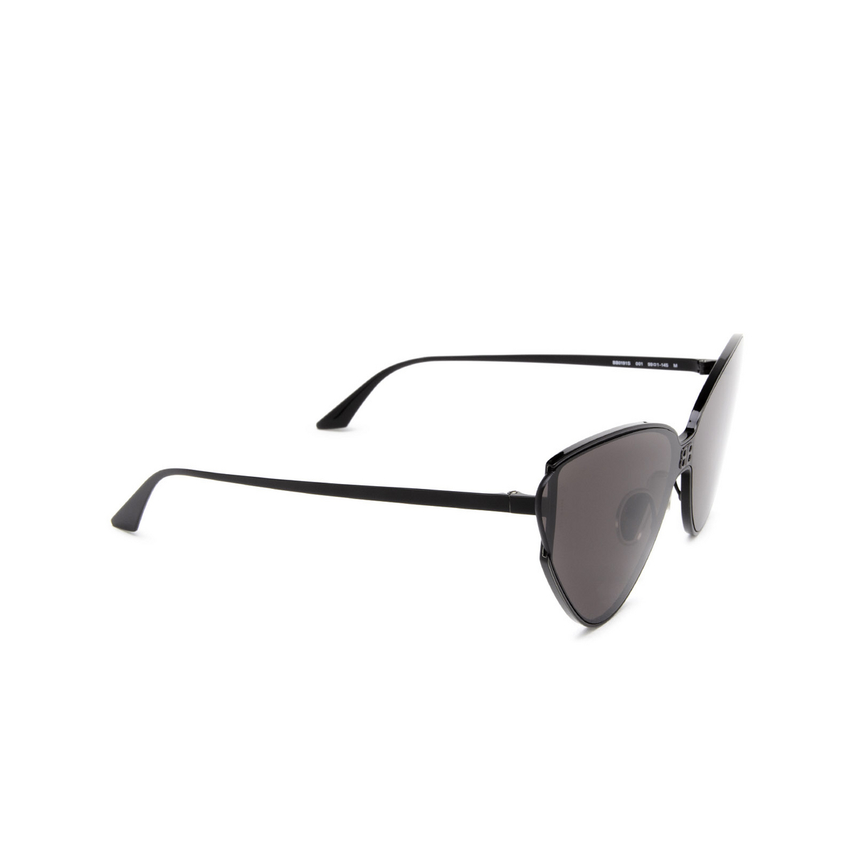 Balenciaga® Cat-eye Sunglasses: BB0191S color Black 001 - three-quarters view.