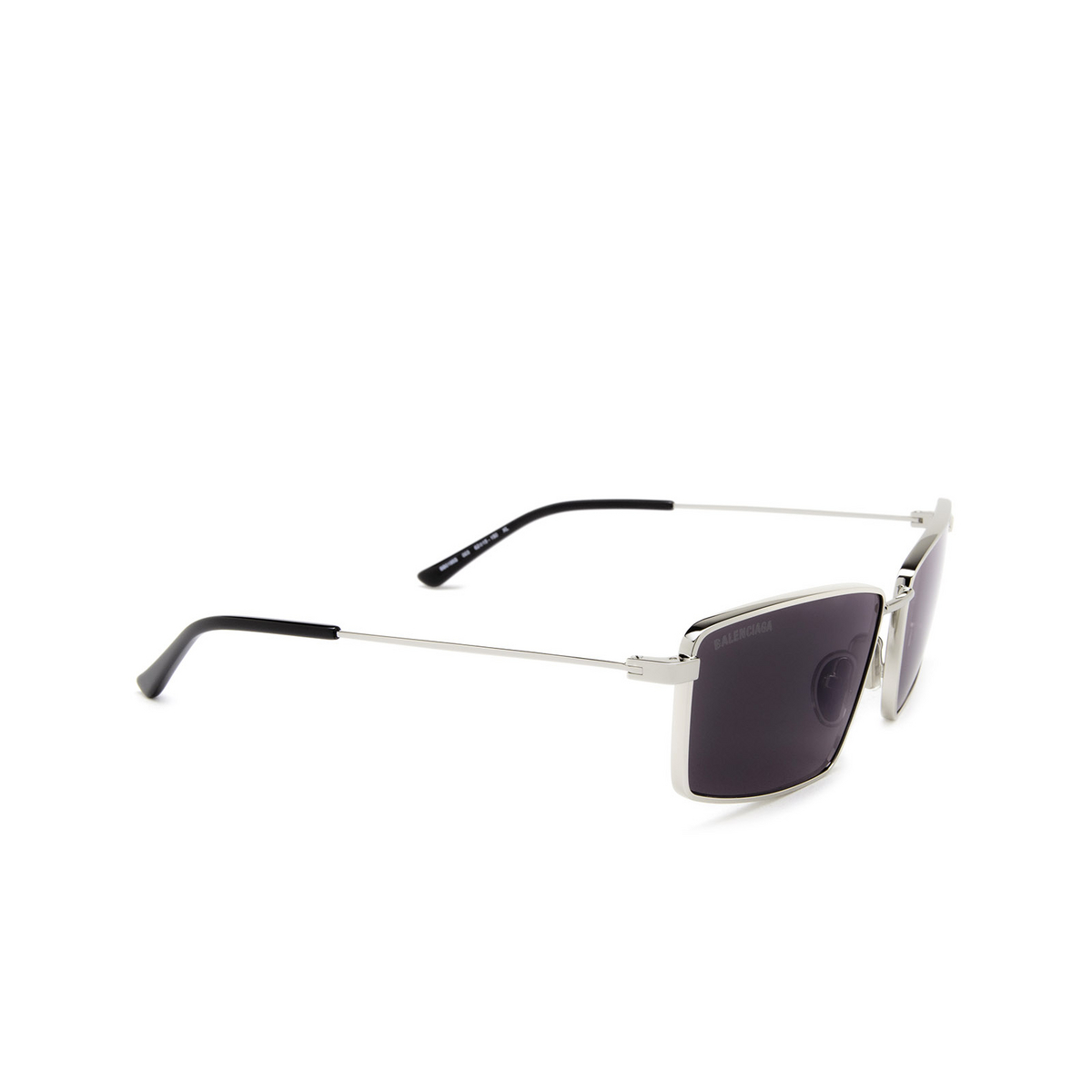 Balenciaga® Rectangle Sunglasses: BB0195S color Silver 003 - three-quarters view.