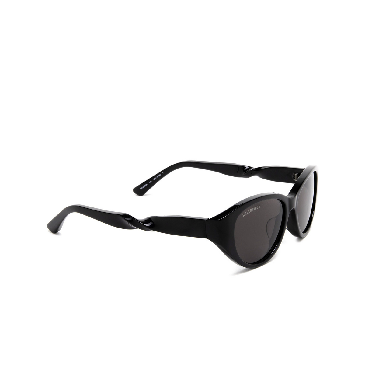 Balenciaga® Oval Sunglasses: BB0209SA color Black 001 - three-quarters view.