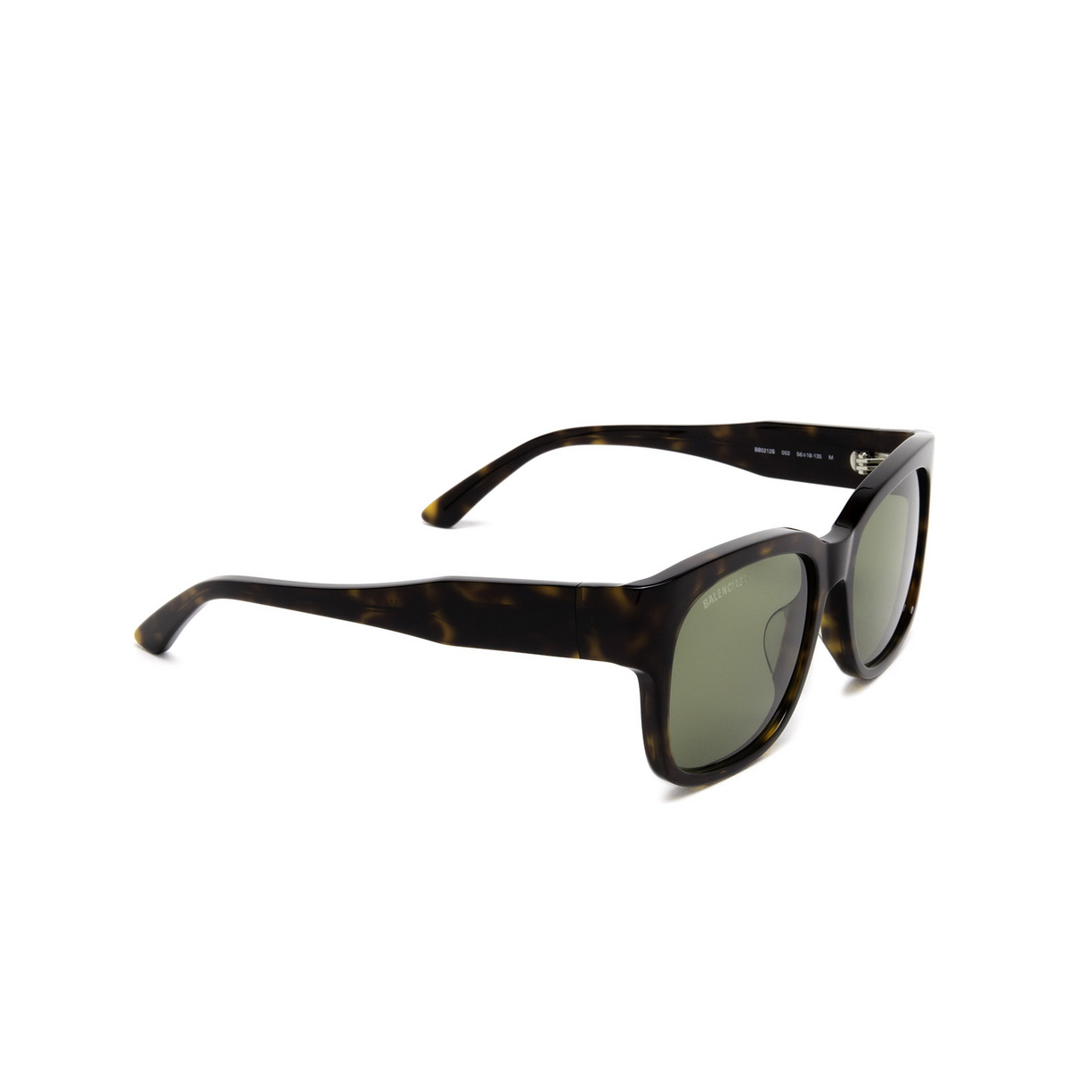 Balenciaga® Square Sunglasses: BB0212S color Havana 002 - three-quarters view.