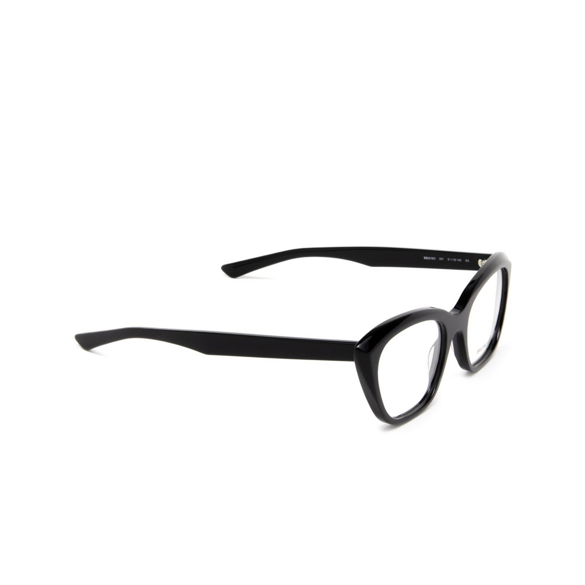 Balenciaga® Cat-eye Eyeglasses: BB0219O color Black 001 - three-quarters view.