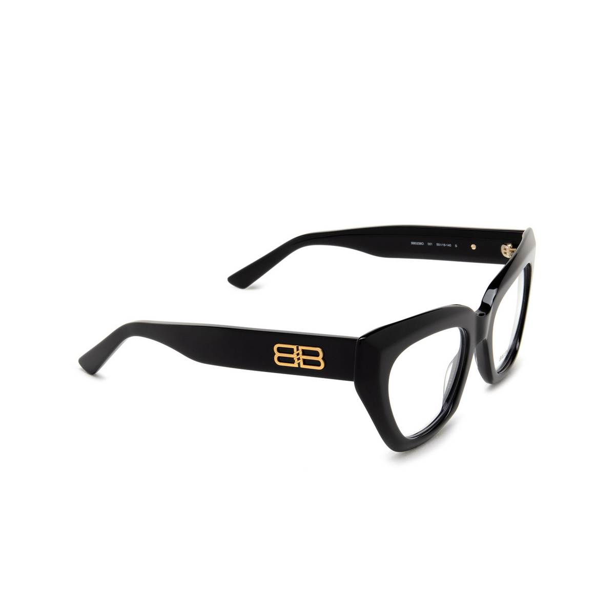 Balenciaga BB0238O Eyeglasses 001 Black - three-quarters view