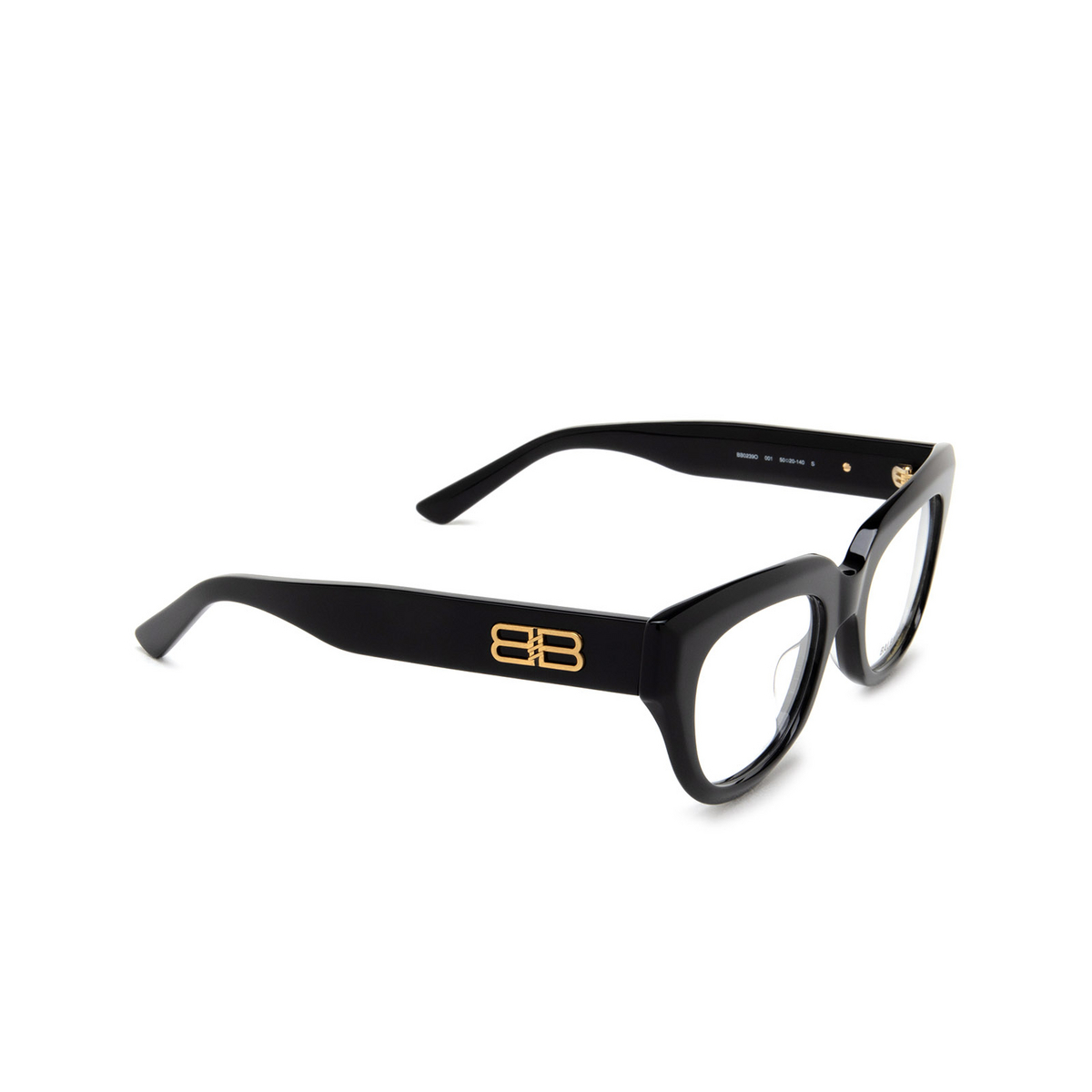 Balenciaga BB0239O Eyeglasses 001 Black - three-quarters view