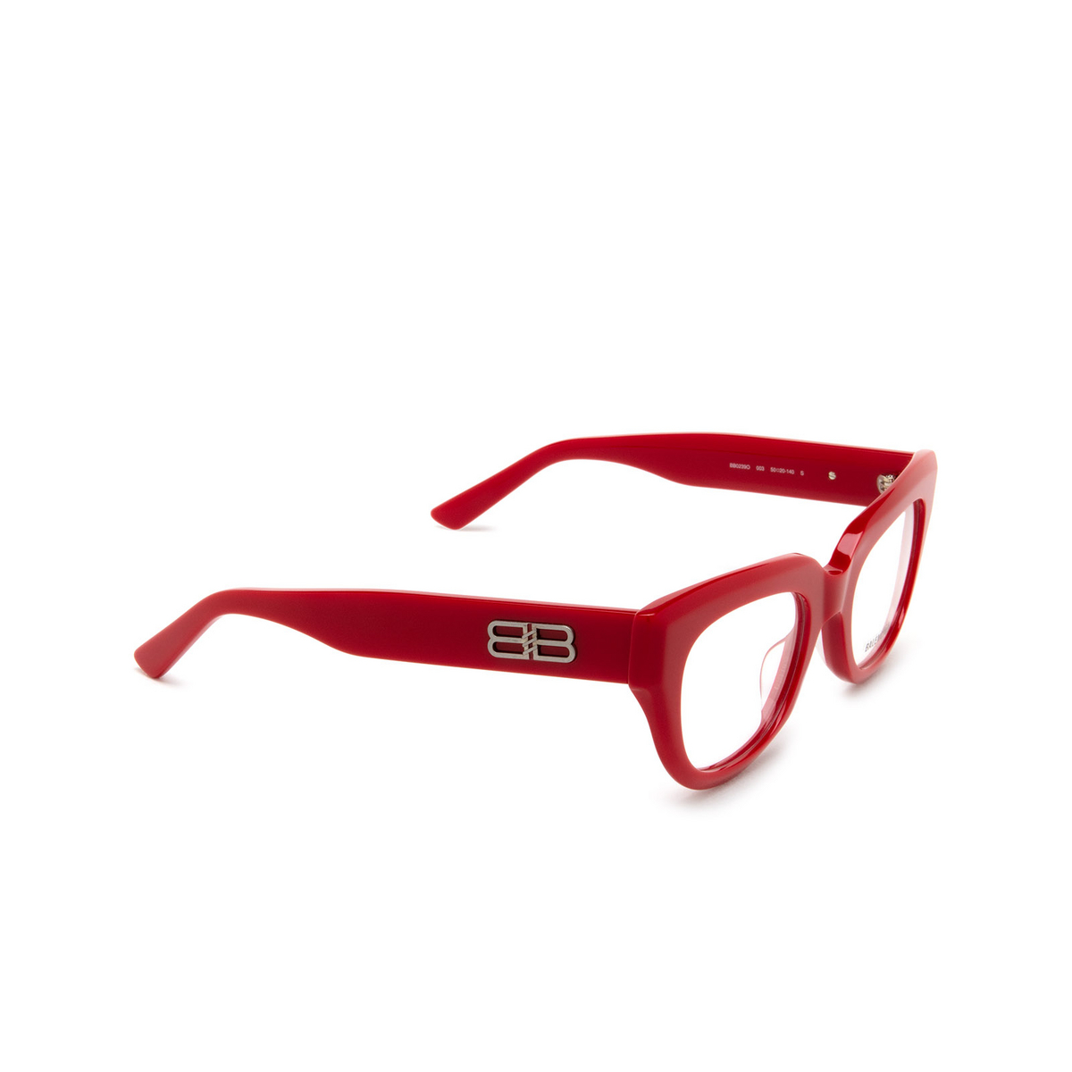 Balenciaga BB0239O Eyeglasses 003 Red - three-quarters view