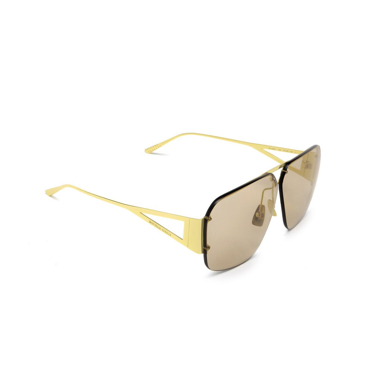 Bottega Veneta® Irregular Sunglasses: BV1065S color Gold 008 - three-quarters view.