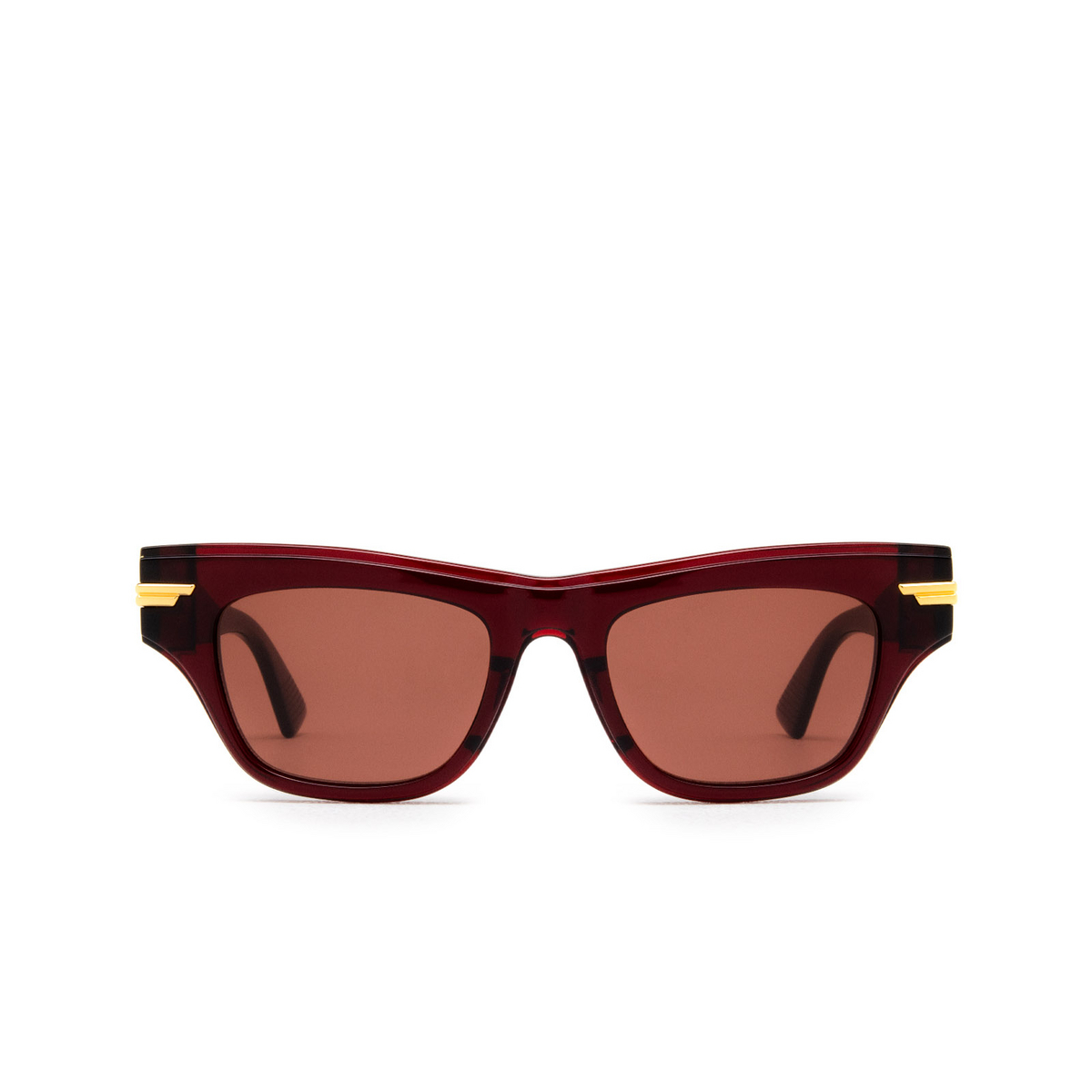 Bottega Veneta® Rectangle Sunglasses: BV1122S color 005 Burgundy - front view