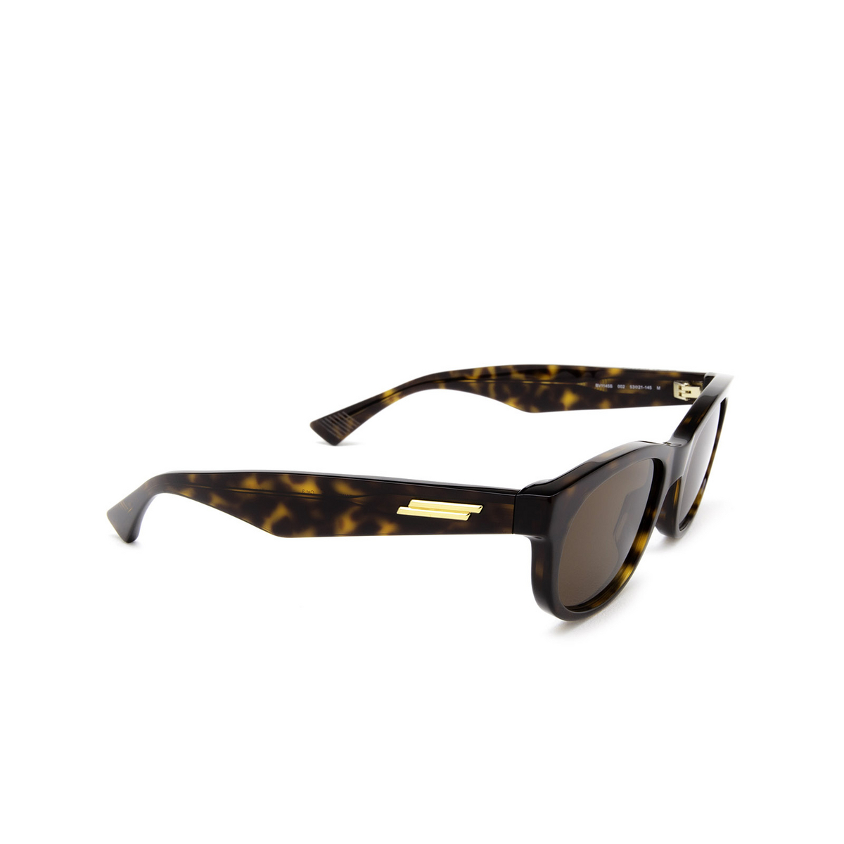Bottega Veneta® Square Sunglasses: BV1145S color Havana 002 - three-quarters view.