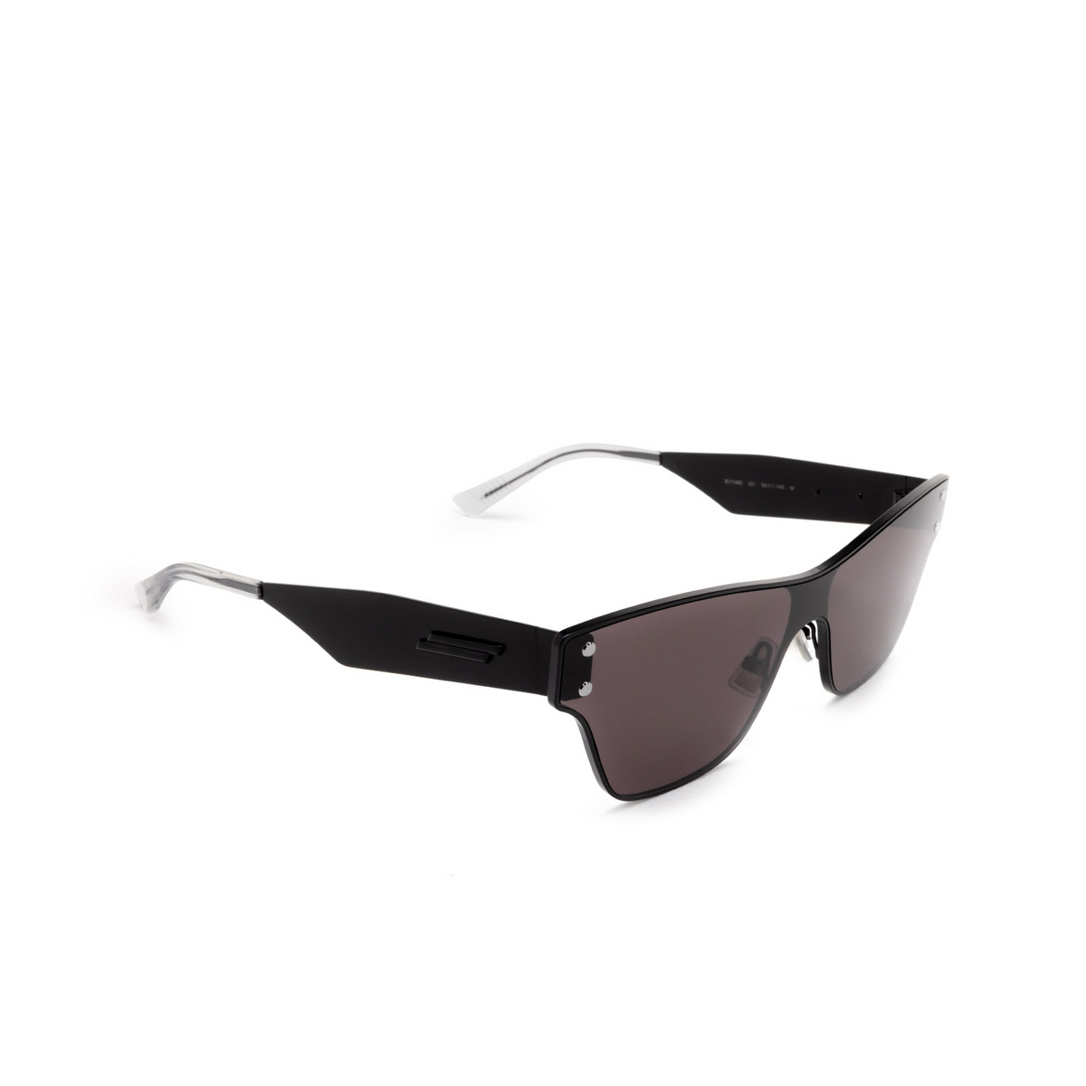 Bottega Veneta® Rectangle Sunglasses: BV1148S color 001 Black - three-quarters view