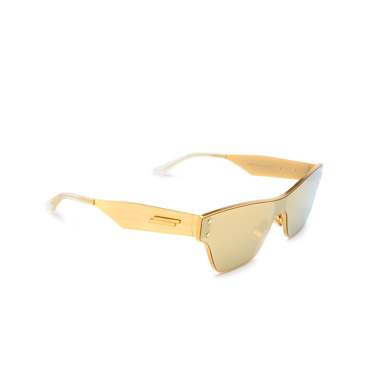 Bottega Veneta® Rectangle Sunglasses: BV1148S color 002 Gold - three-quarters view
