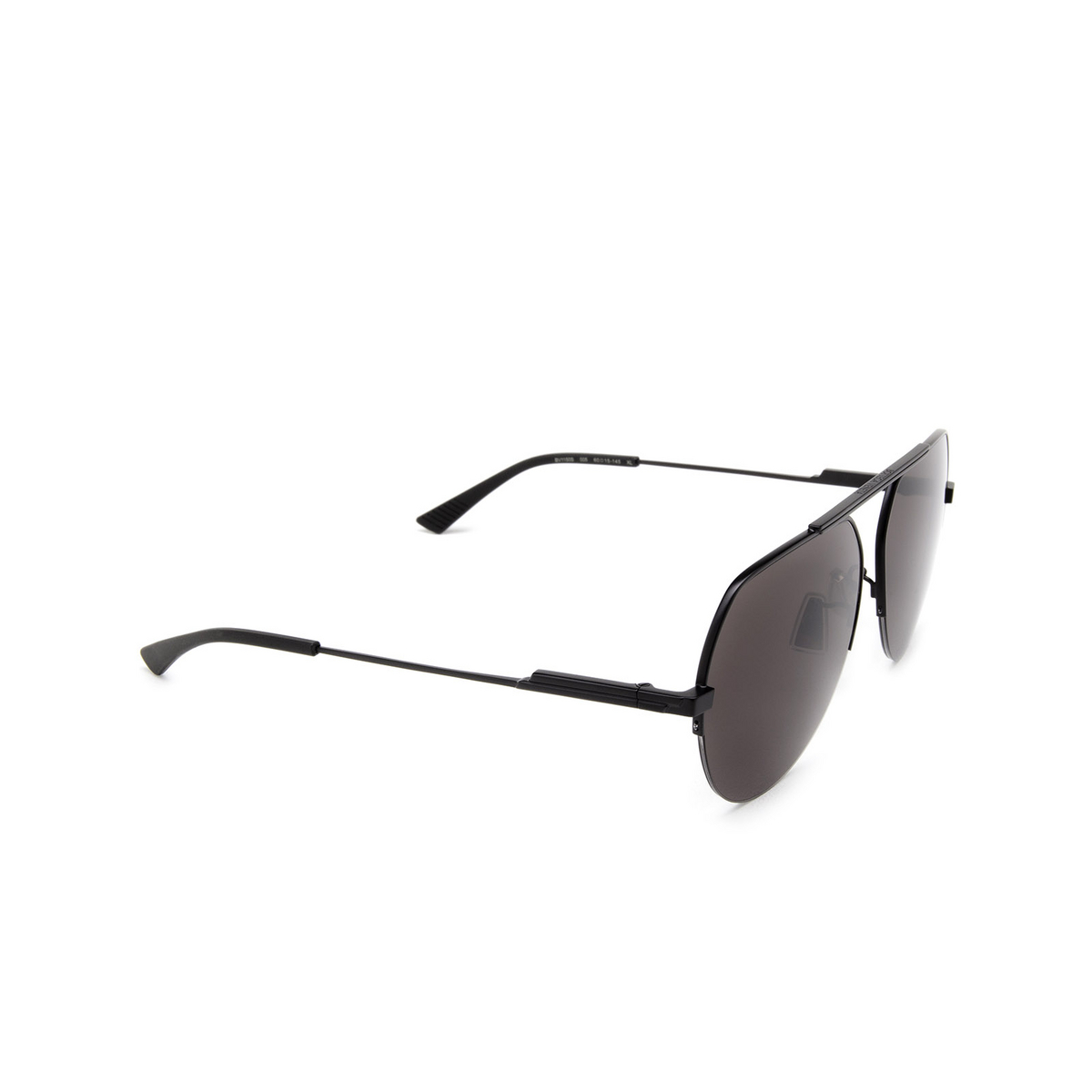 Bottega Veneta® Aviator Sunglasses: BV1150S color Black 005 - three-quarters view.