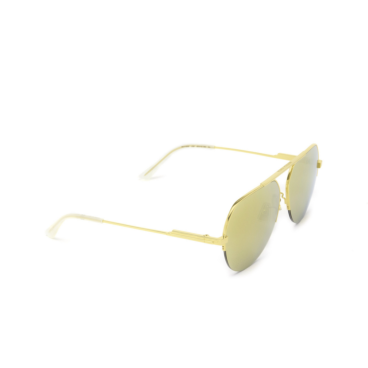 Bottega Veneta® Aviator Sunglasses: BV1150S color 006 Gold - three-quarters view