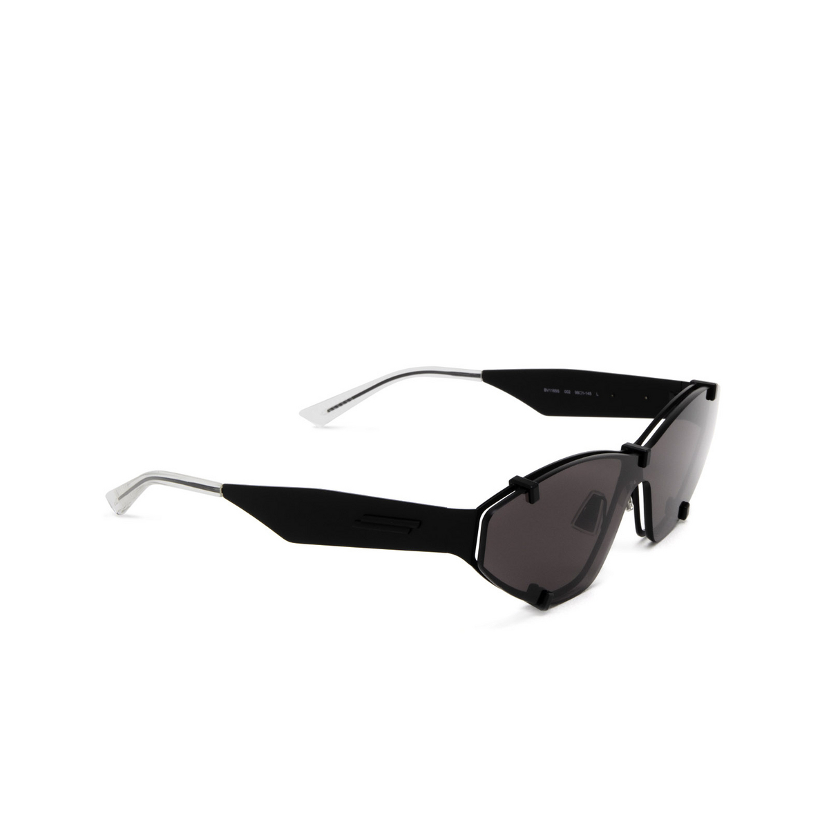 Bottega Veneta® Mask Sunglasses: BV1165S color Black 002 - three-quarters view.
