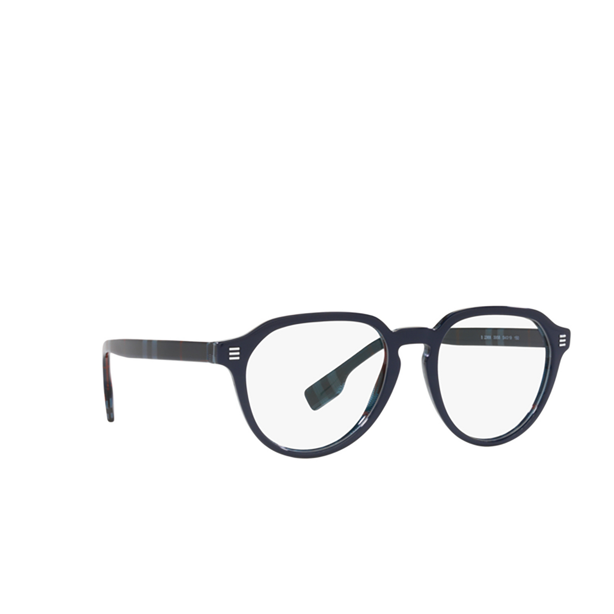 Burberry ARCHIE Eyeglasses 3956 Top Blue On Navy Check - three-quarters view