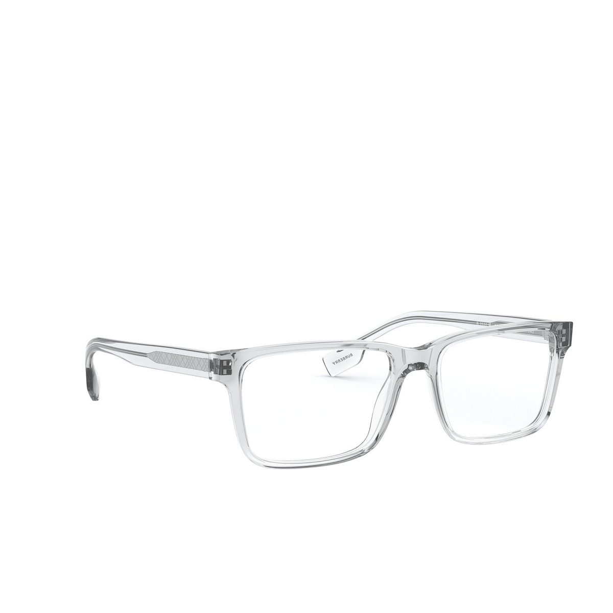 Burberry® Rectangle Eyeglasses: Heath BE2320 color Transparent Grey 3825 - three-quarters view.
