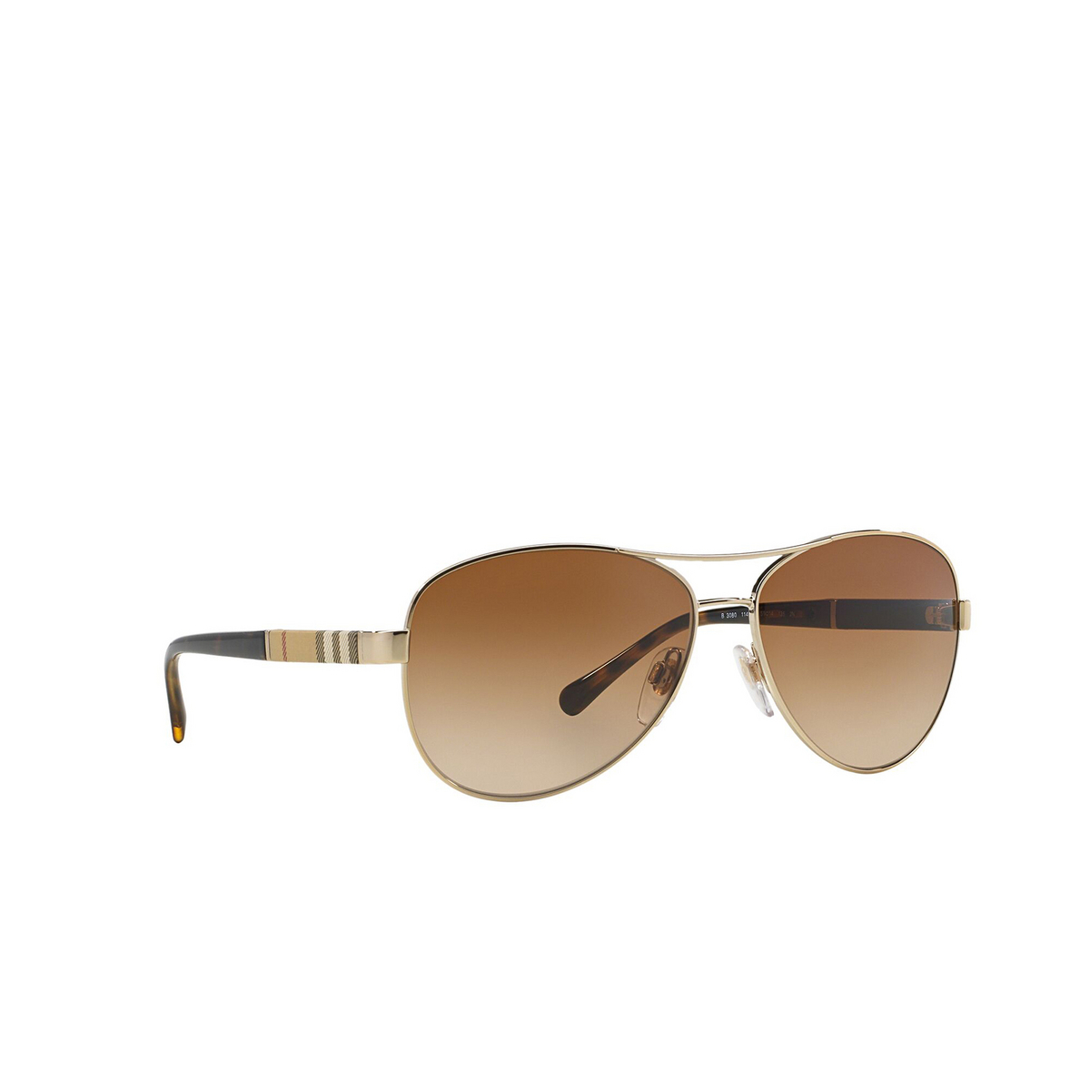 Burberry BE3080 Sunglasses 114513 Light Gold - three-quarters view