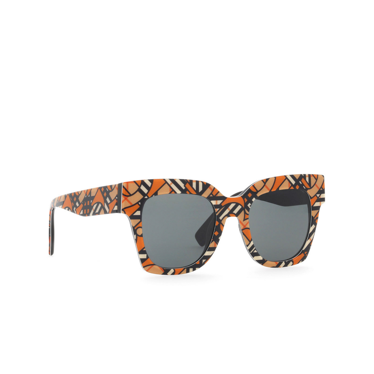 Burberry® Square Sunglasses: BE4382U color 401687 Tb Summer Monogram - three-quarters view