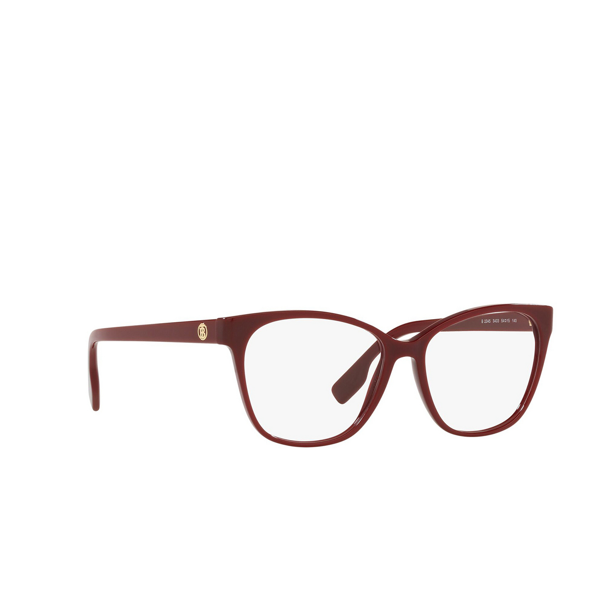 Burberry® Cat-eye Eyeglasses: Caroline BE2345 color Bordeaux 3403 - three-quarters view.