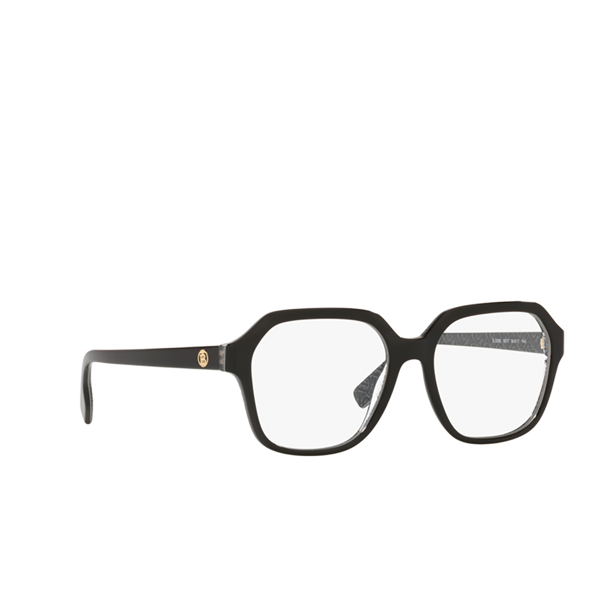 Burberry CAROLINE Eyeglasses 3977 Black / Print Tb / Crystal - three-quarters view