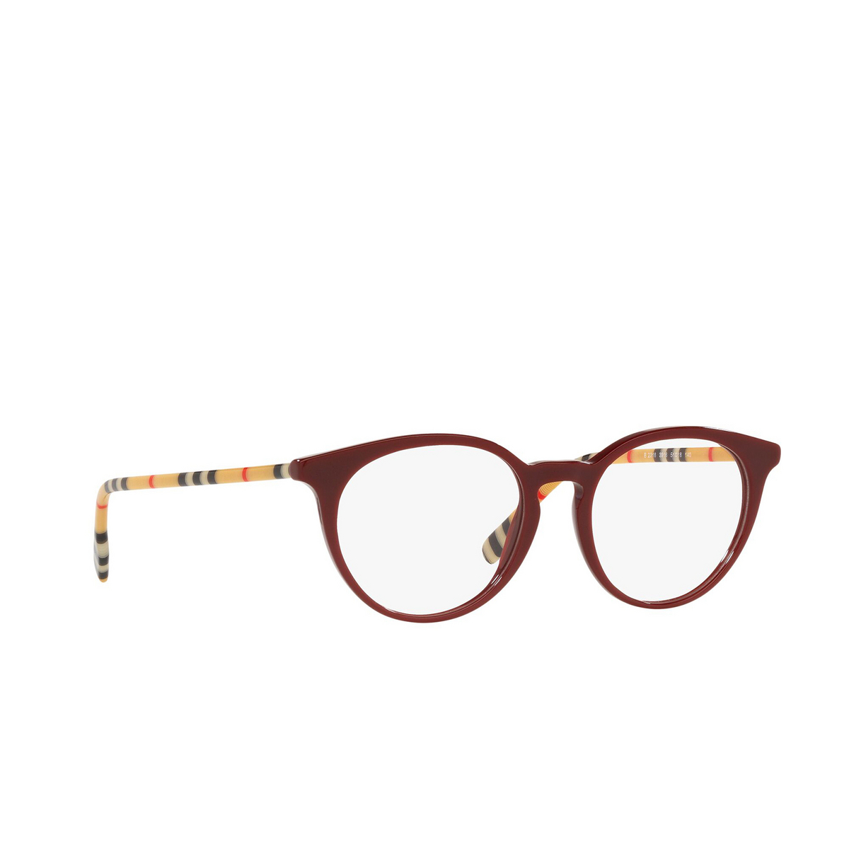 Burberry® Round Eyeglasses: Chalcot BE2318 color Bordeaux 3916 - three-quarters view.