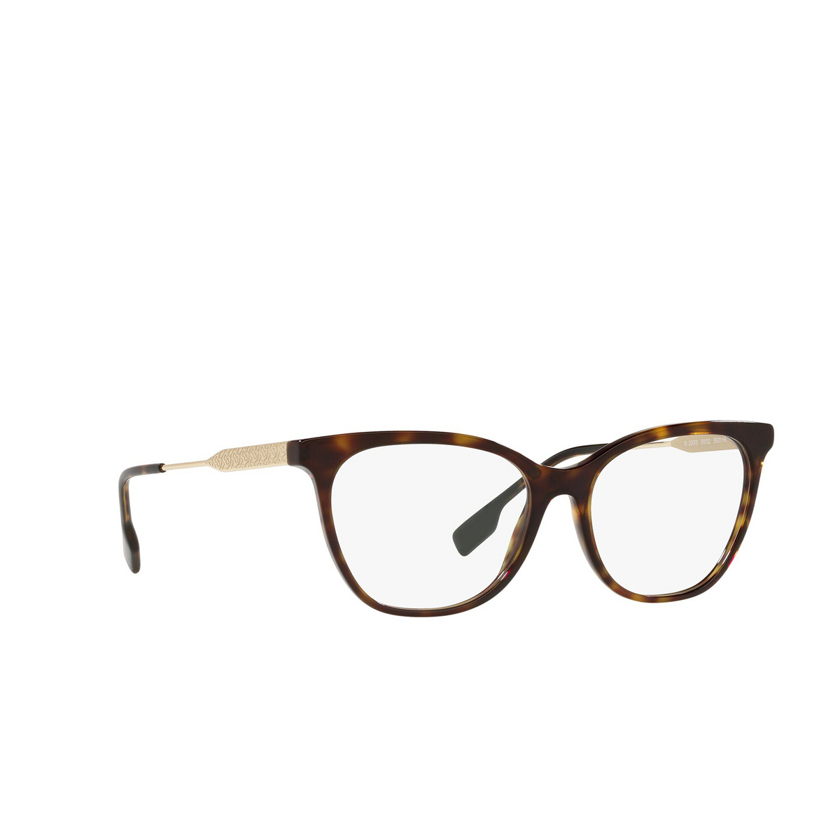 Burberry® Cat-eye Eyeglasses: Charlotte BE2333 color Dark Havana 3002 - three-quarters view.