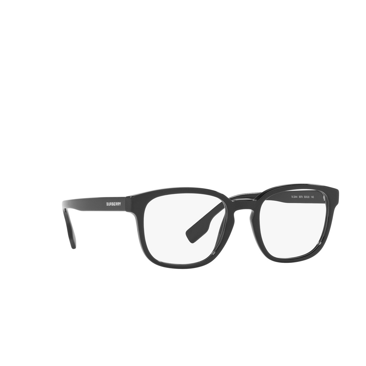Burberry® Square Eyeglasses: Edison BE2344 color Black 3878 - three-quarters view.