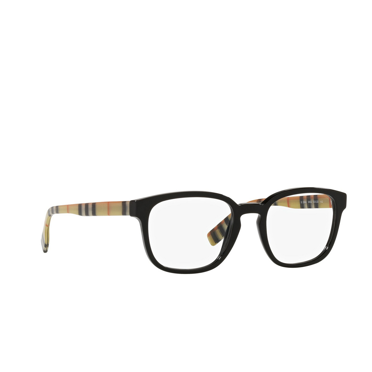 Burberry® Square Eyeglasses: Edison BE2344 color Black 3952 - three-quarters view.