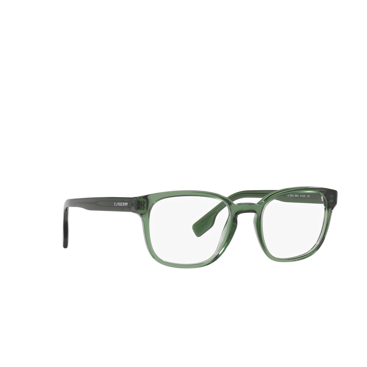 Burberry® Square Eyeglasses: Edison BE2344 color Green 3954 - three-quarters view.