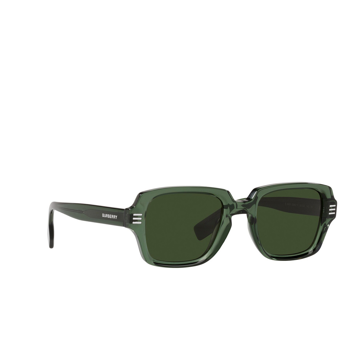 Burberry® Rectangle Sunglasses: BE4349 Eldon color 394671 Green - three-quarters view