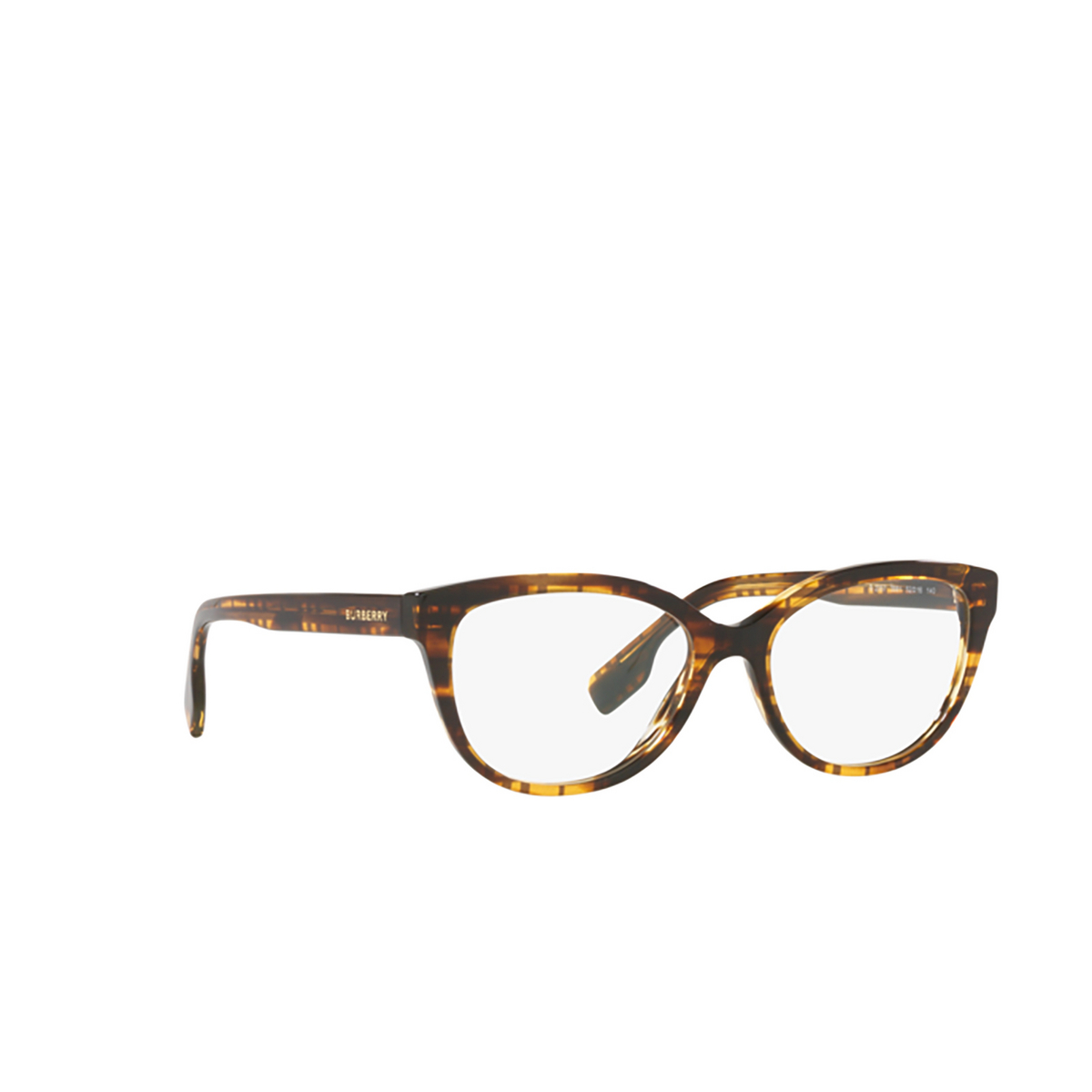 Burberry ESME Eyeglasses 3981 Top Check / Striped Brown - three-quarters view