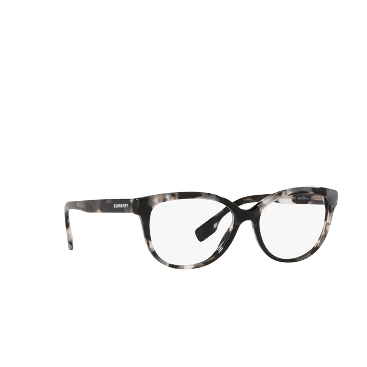 Burberry ESME Eyeglasses 3983 Top Check / Striped Havana - three-quarters view