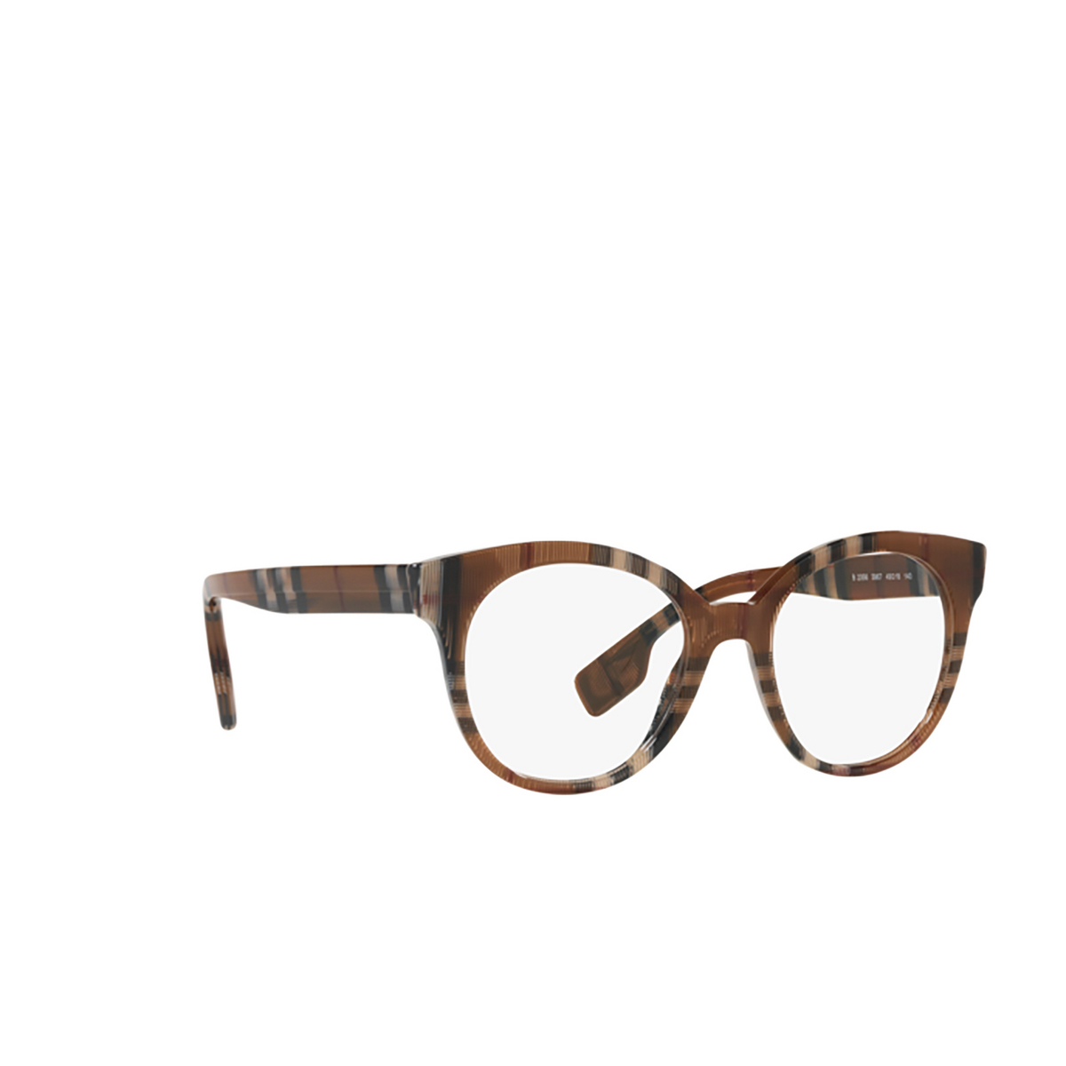 Burberry JACQUELINE Eyeglasses 3967 Check Brown - three-quarters view