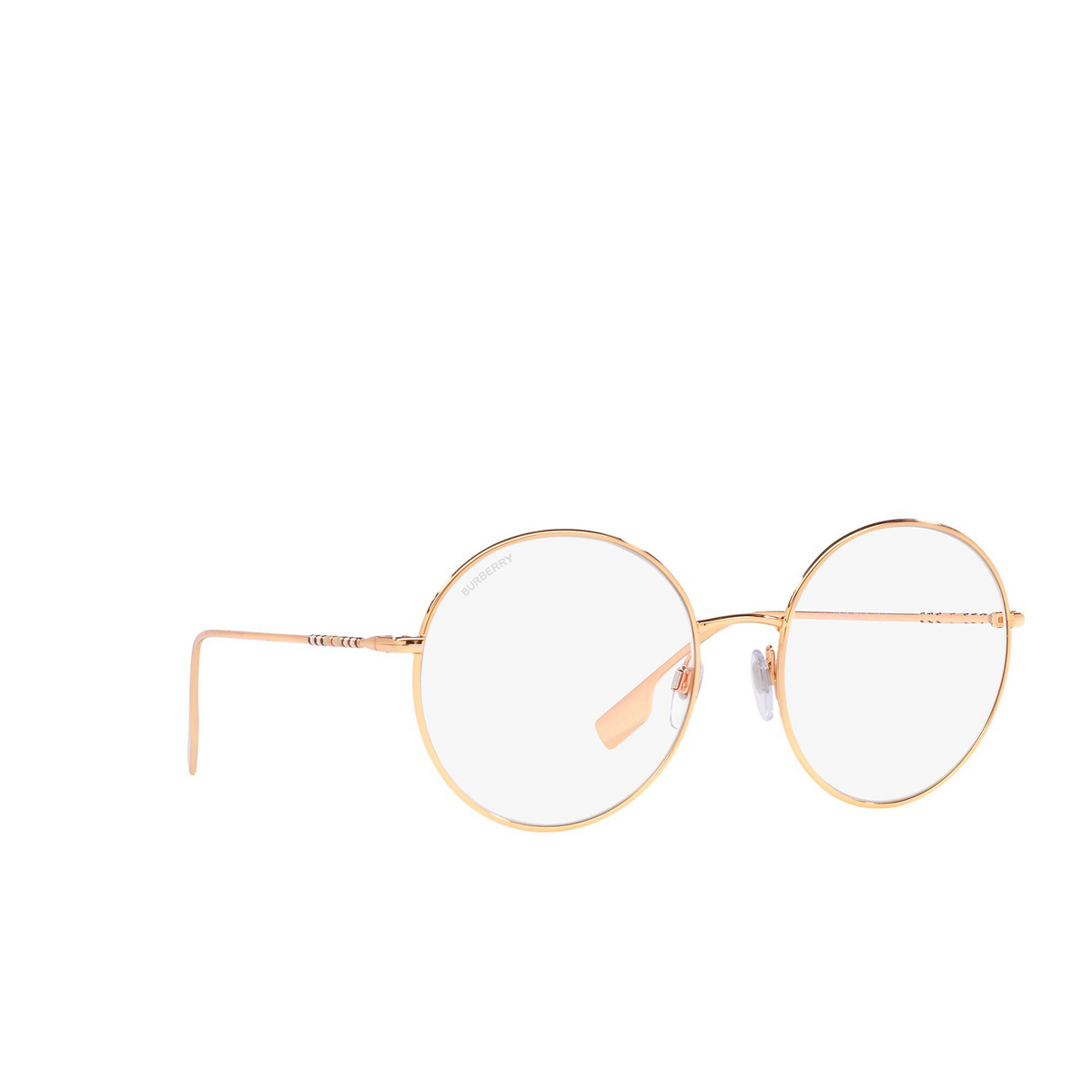Burberry® Round Sunglasses: Pippa BE3132 color Rose Gold 1337SB - three-quarters view.