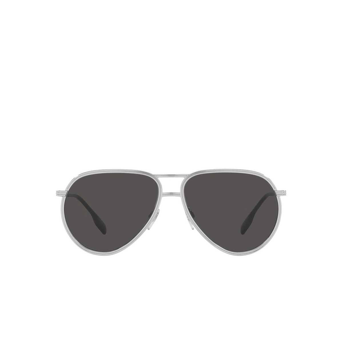 Burberry® Aviator Sunglasses: BE3135 Scott color 100587 Silver - front view