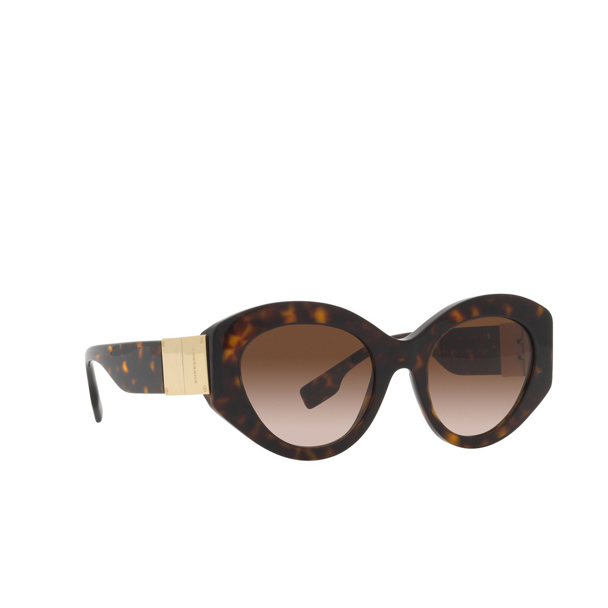 Burberry® Cat-eye Sunglasses: BE4361 Sophia color 300213 Dark Havana - three-quarters view