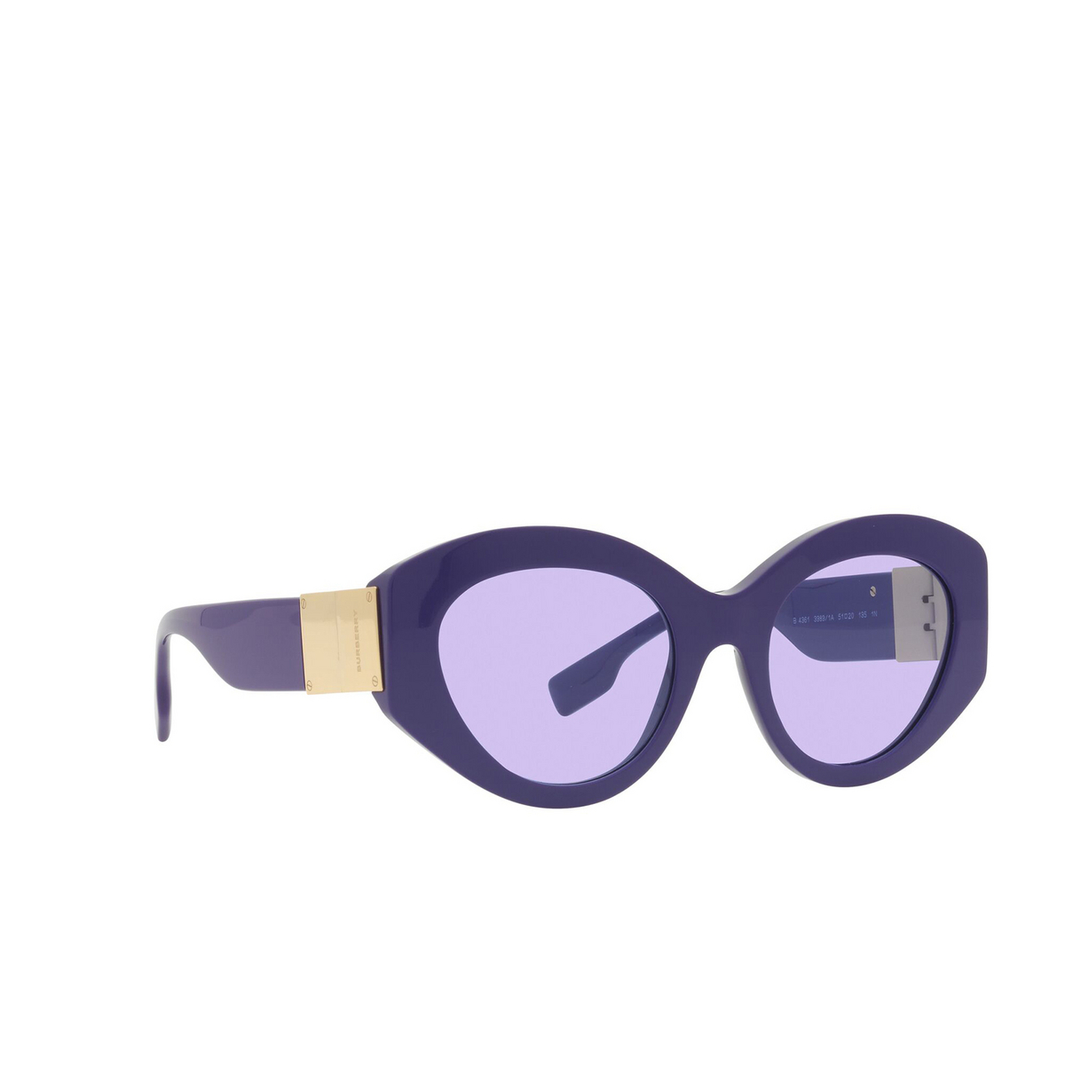 Burberry® Cat-eye Sunglasses: BE4361 Sophia color 39891A Violet - three-quarters view