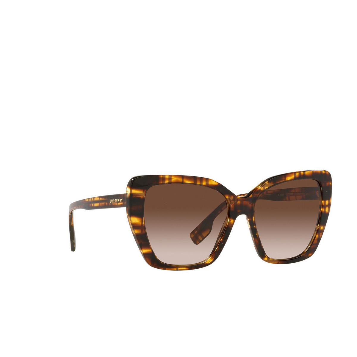 Burberry TASMIN Sunglasses 398113 Top Check / Striped Brown - three-quarters view