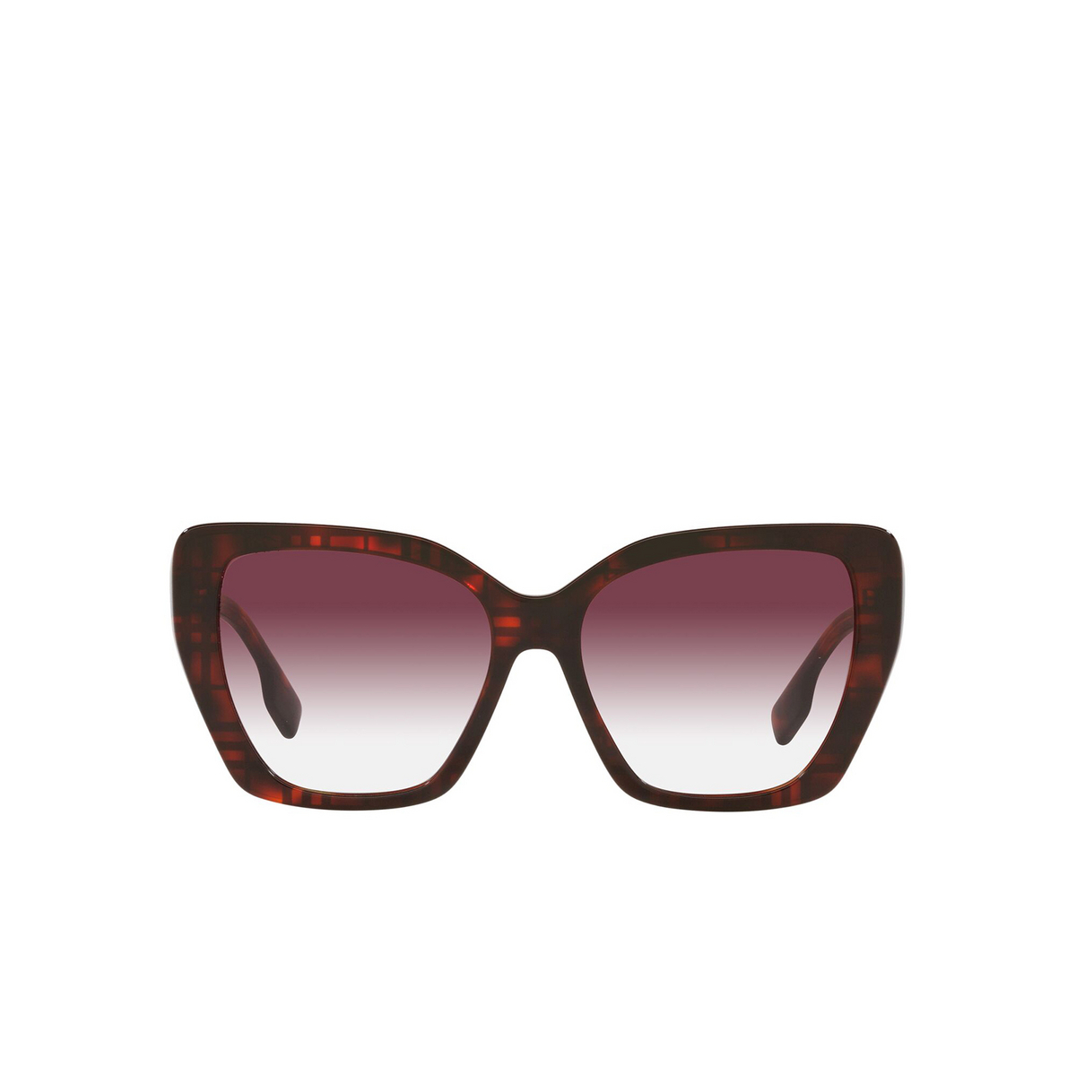 Burberry® Cat-eye Sunglasses: BE4366 Tasmin color 39848H Top Check / Red Havana - front view