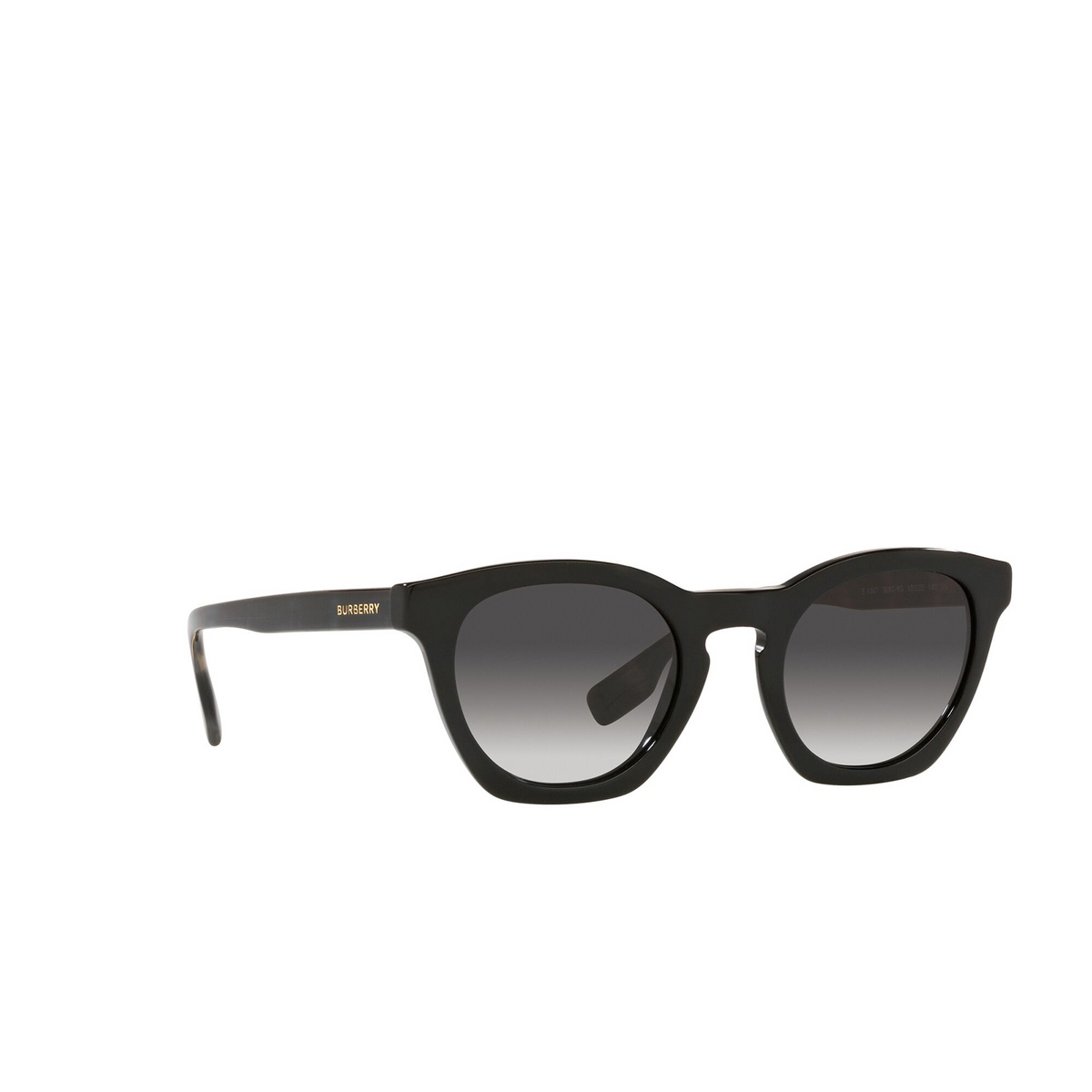 Burberry® Irregular Sunglasses: Yvette BE4367 color Black 39808G - three-quarters view.