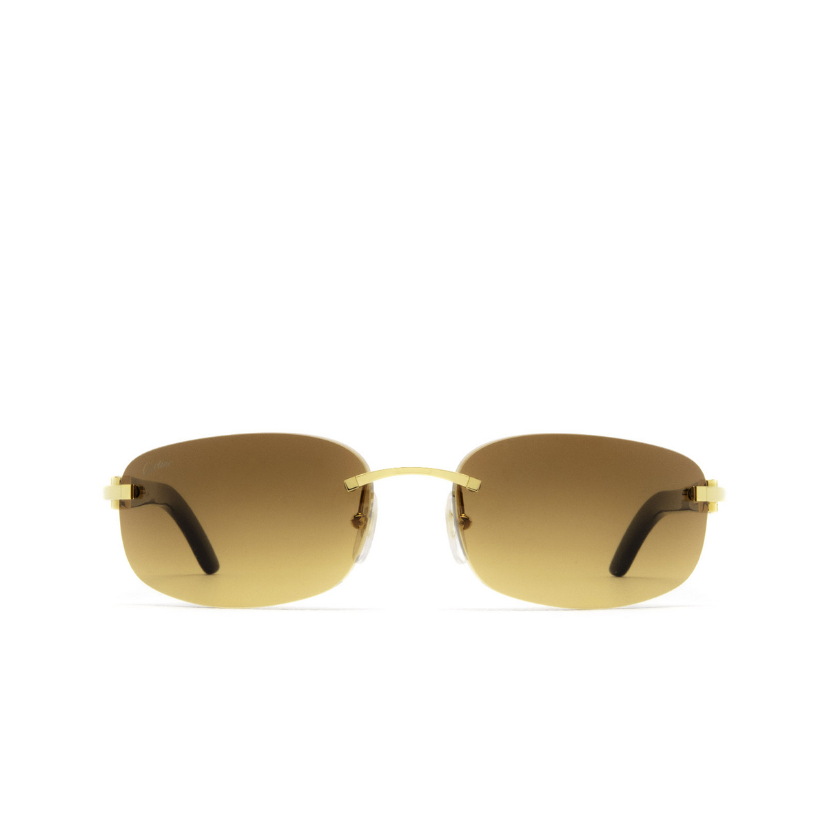 Cartier® Rectangle Sunglasses: CT0020RS color Gold 001 - front view.