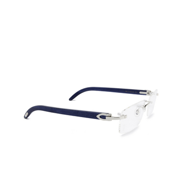 Cartier CT0052O Eyeglasses 007 platinum & blue - three-quarters view
