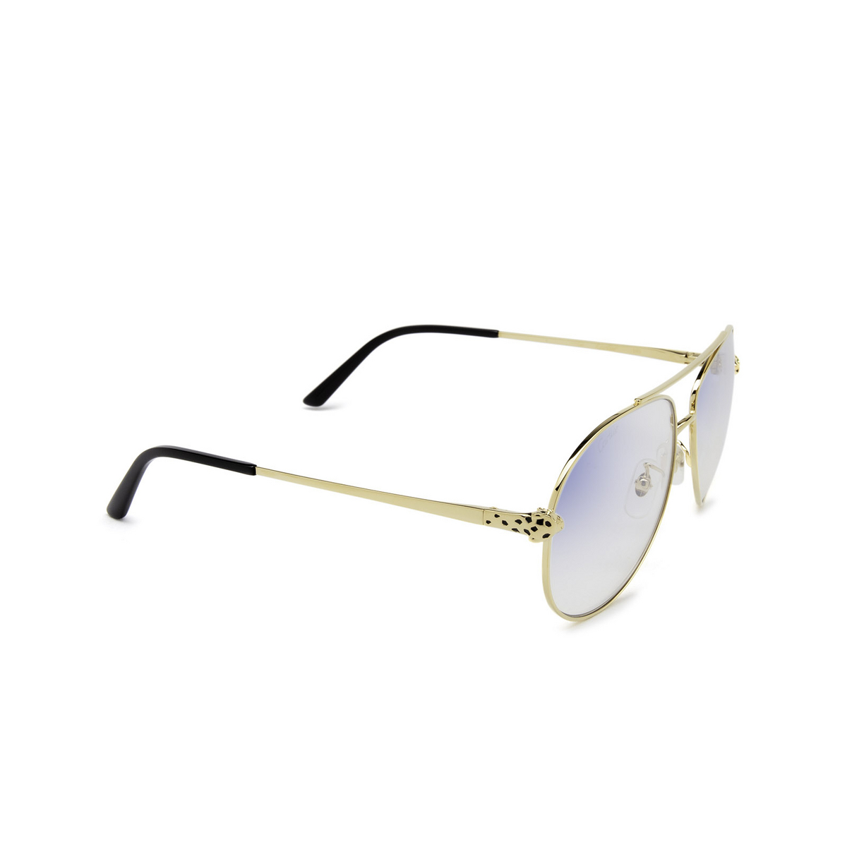 Cartier® Aviator Sunglasses: CT0233S color Gold 005 - three-quarters view.