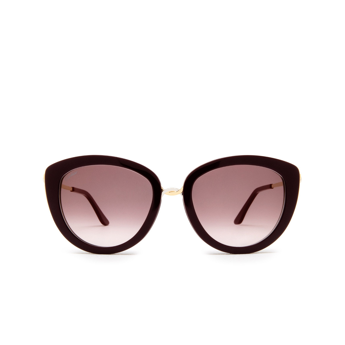 Cartier® Cat-eye Sunglasses: CT0247S color 003 Burgundy - front view