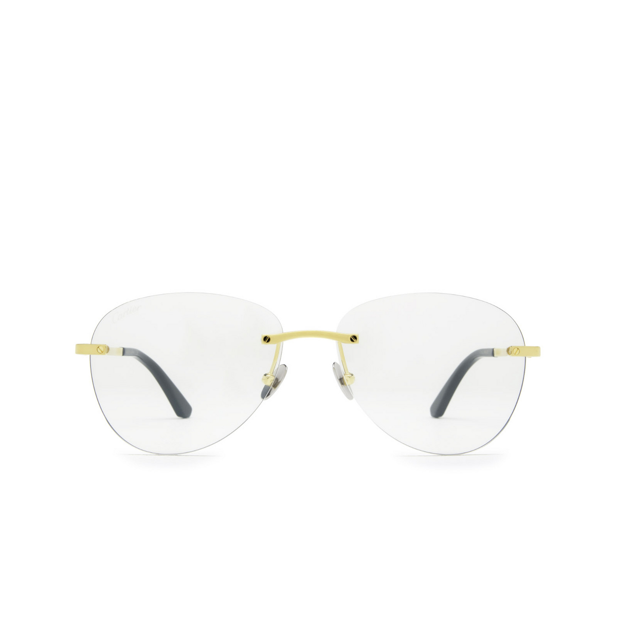 Cartier® Oval Sunglasses: CT0254S color Gold 001 - front view.