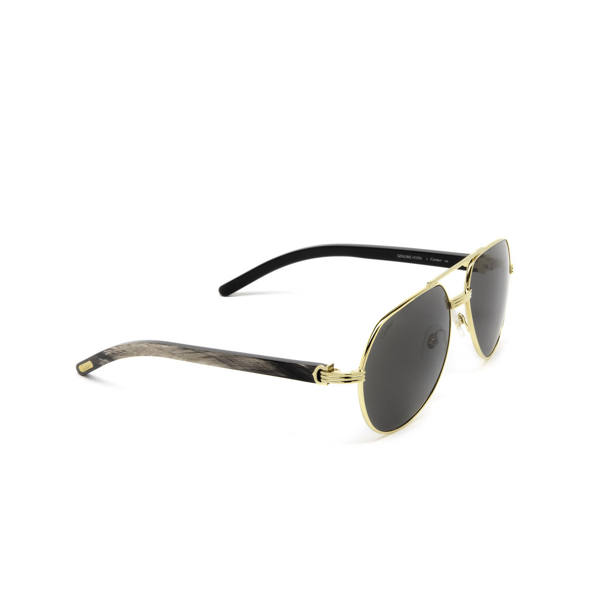 Cartier® Aviator Sunglasses: CT0272S color Gold 001 - three-quarters view.