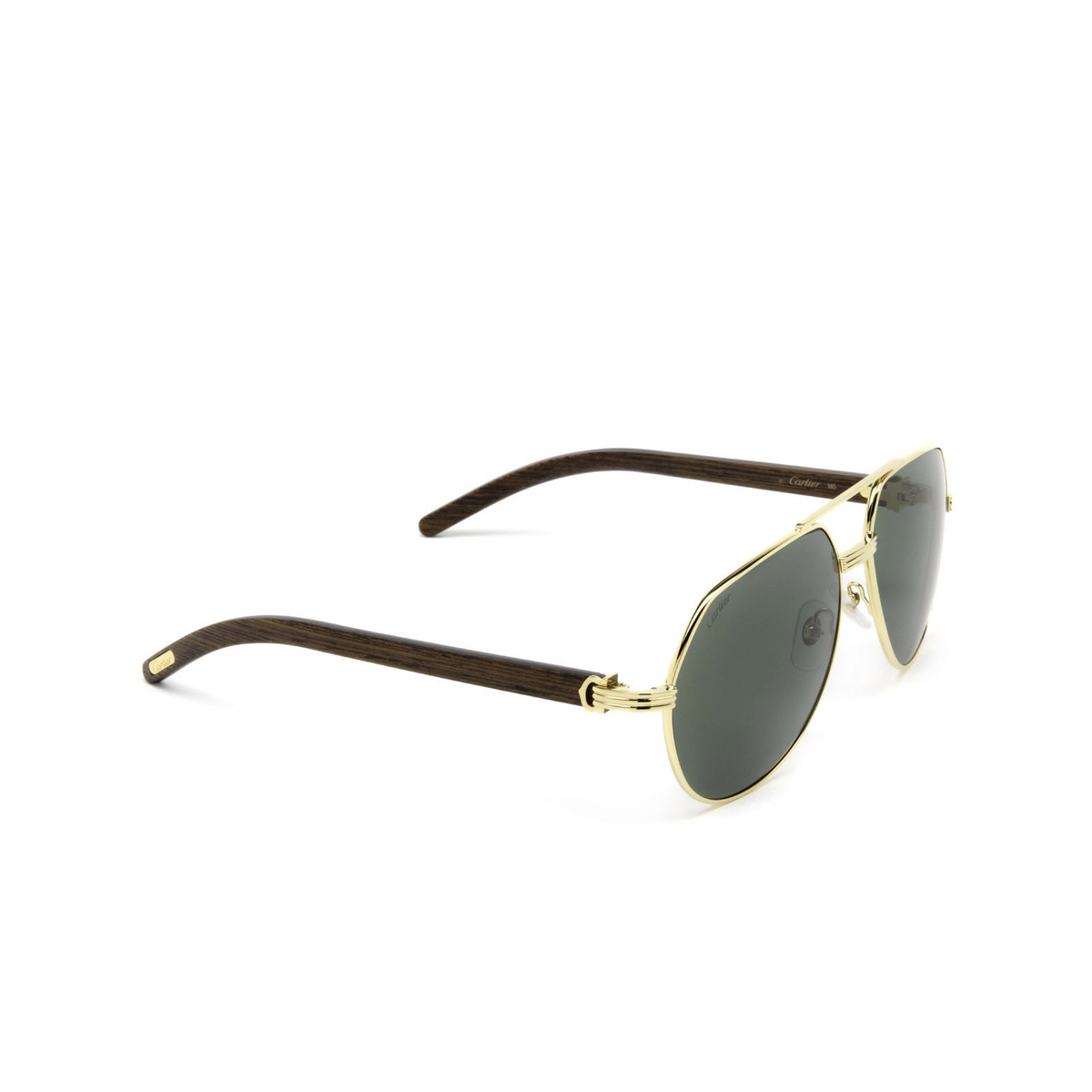 Cartier® Aviator Sunglasses: CT0272S color Gold 002 - three-quarters view.