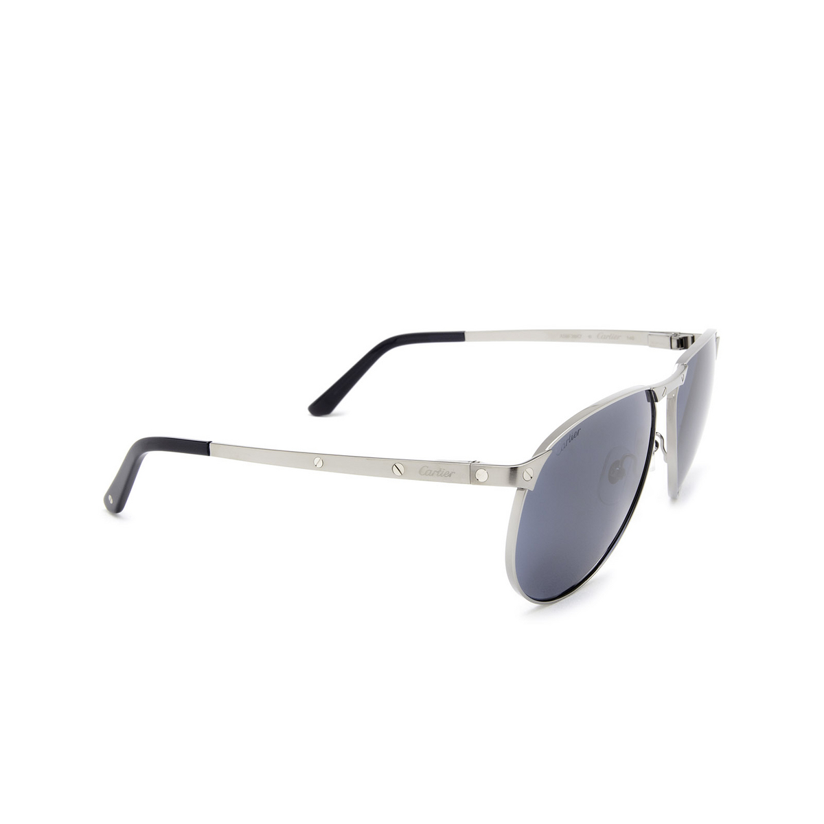 Cartier® Aviator Sunglasses: CT0323S color Ruthenium 004 - three-quarters view.
